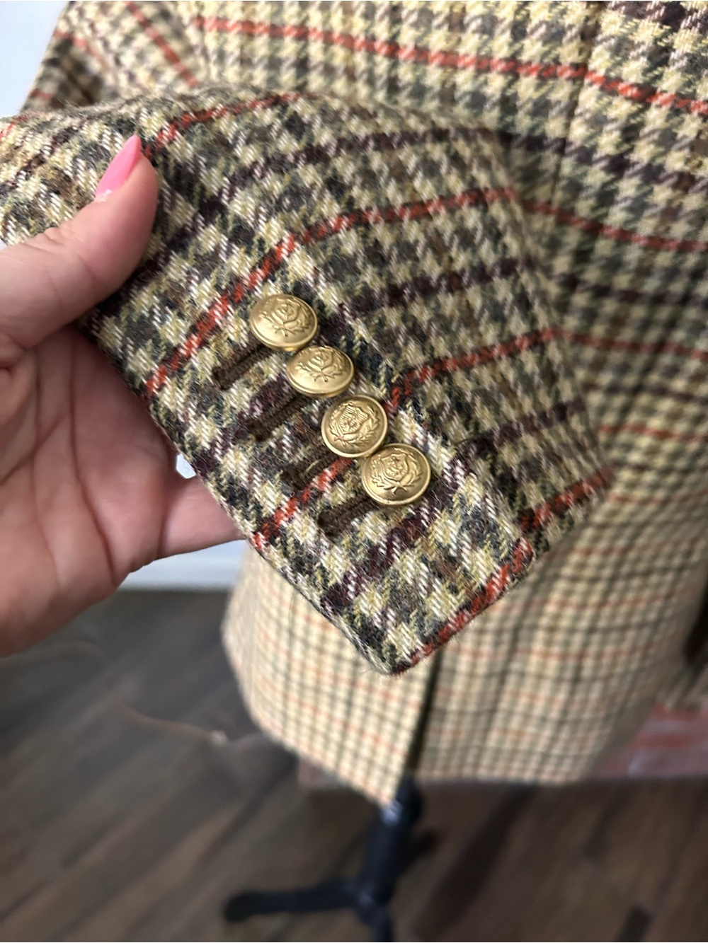 J. Crew Regent Blazer Houndstooth Plaid in Green Coral Multi Sz 6 - Picture 8 of 10